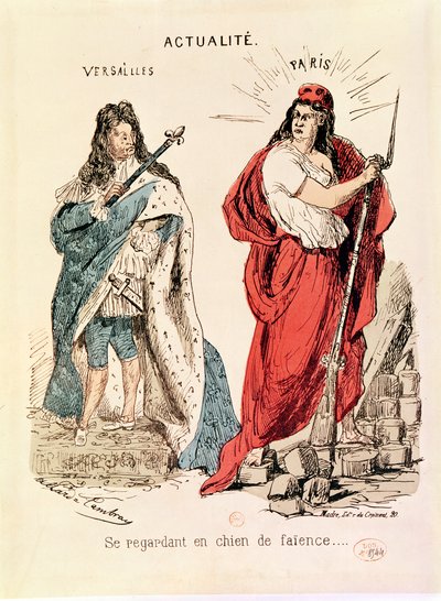Paris and Versailles Glaring at Each Other, 1871 by French School